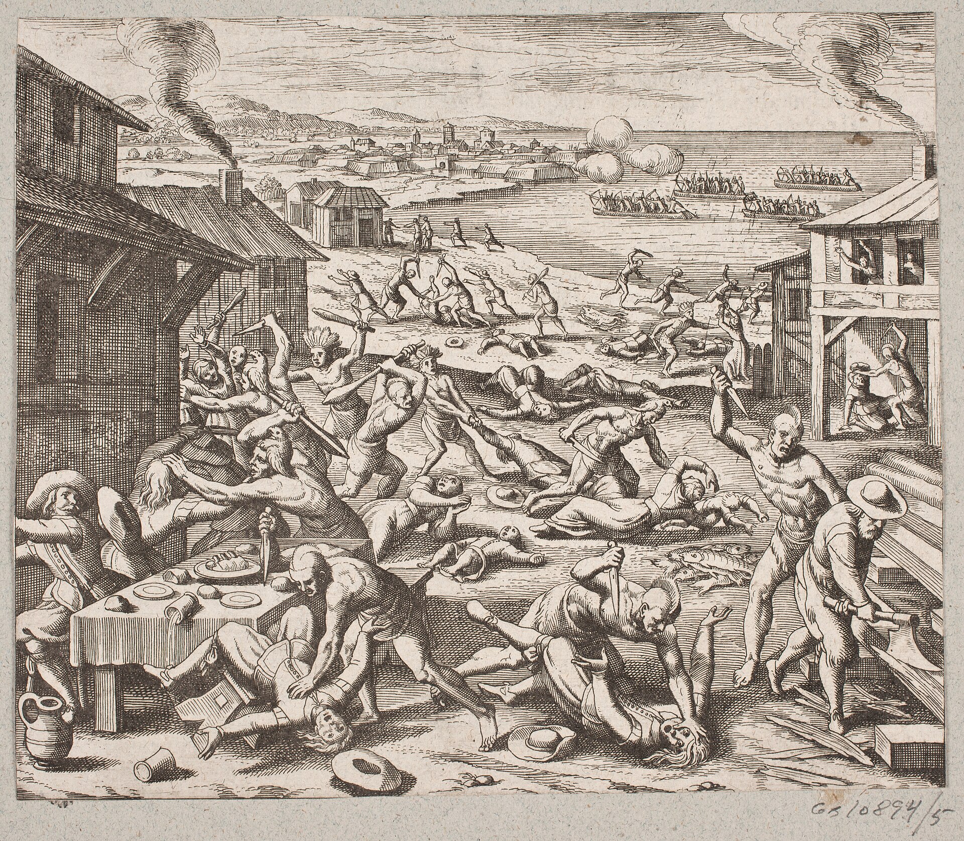 Powhatan attack on English settlers called "Indian massacre of 1622". Part of the Anglo-Powhatan wars.