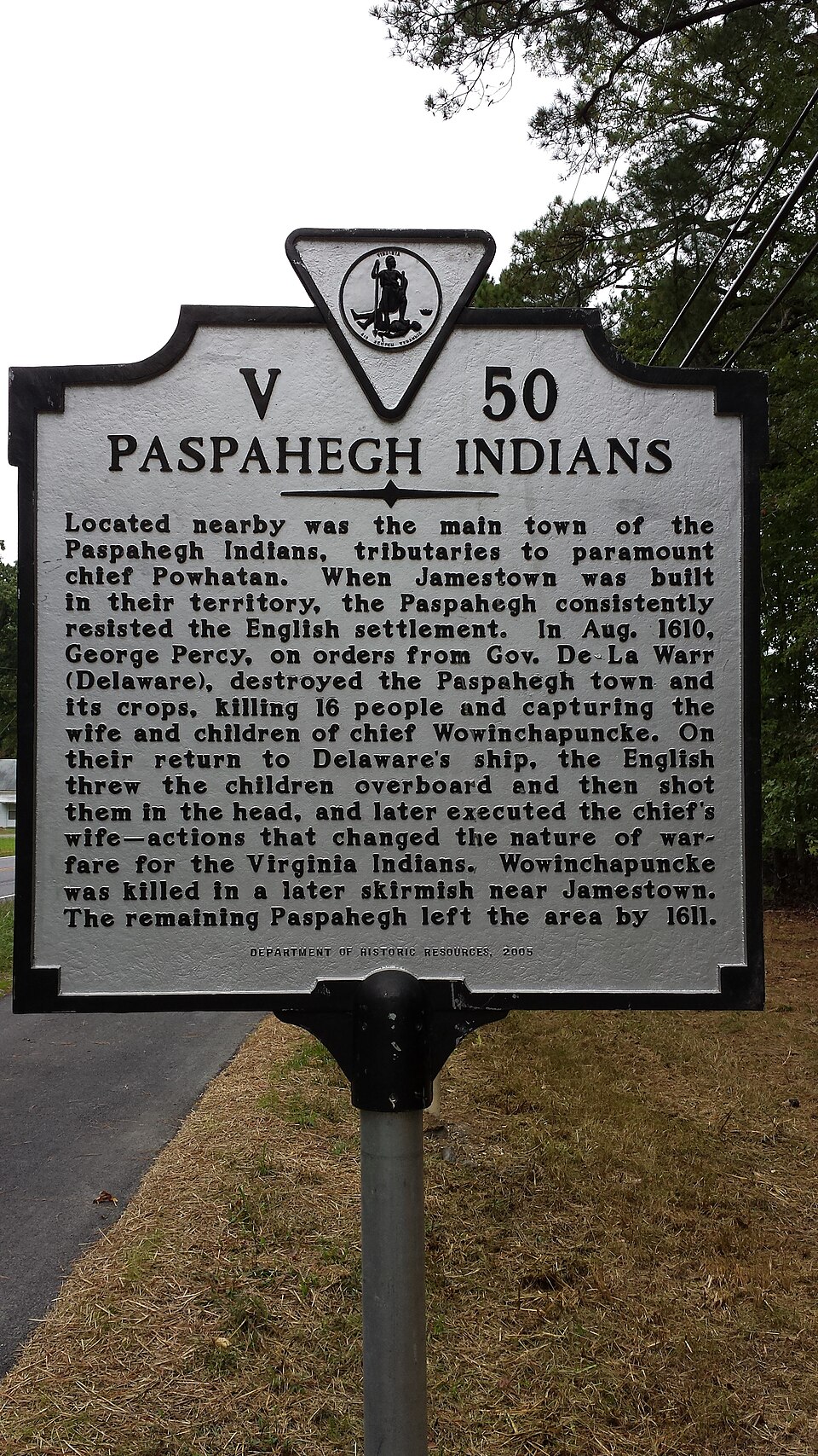 Lord De La Warr attacks Powhatan capital unprovoked, beginning the first Anglo-Powhatan War