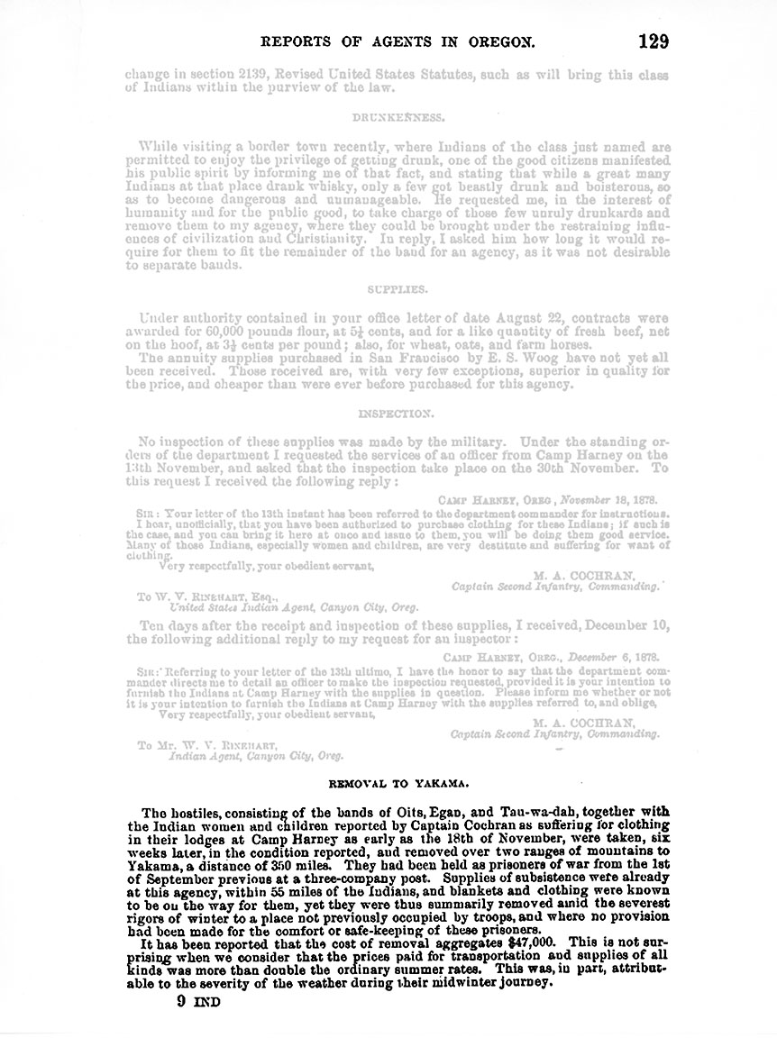 Wadatika Band of Northern Paiutes arrive to Yakama reservation for five years of internment and imprisonment