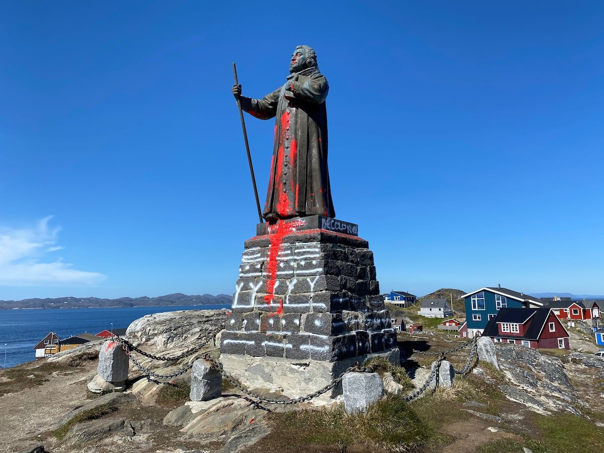 Hans Egede statue attacked in Nuuk